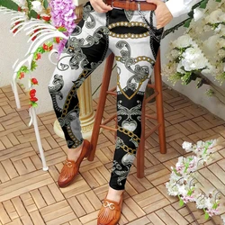 Vintage Pattern Printed Slim Fit Pencil Pants Men 2023 Spring Summer Casual Mid Waist Skinny Straight Trousers Mens Streetwear