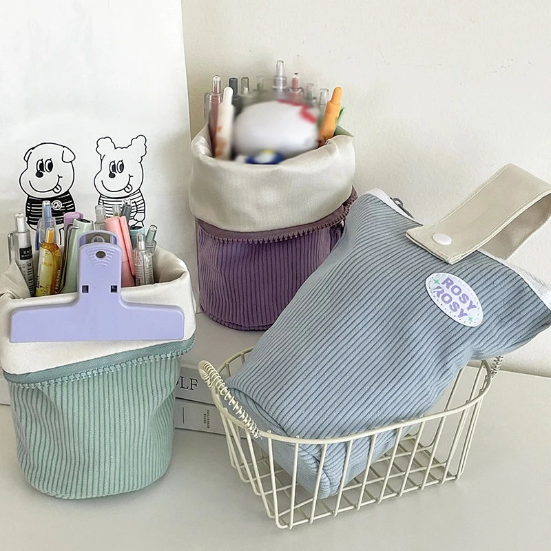 سعة كبيرة سروال قصير نمط عمودي للطي مقلمة Kawaii مقلمة للفتيات الصبي سستة اللوازم المدرسية القرطاسية