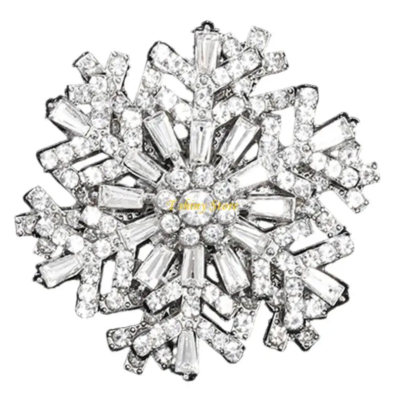 N58F Secure Clip Rotating Snowflake Pin 3D Alloy Made Party Essential Accessory