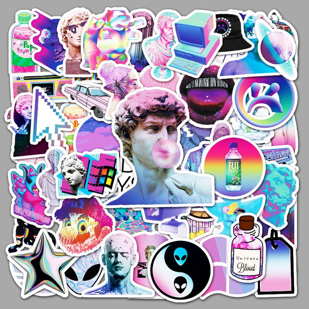 

50PCS Art Style Vaporwave Stickers Graffiti Skateboard Fridge Laptop Motorcycle Luggage DIY Cool Sticker Decals Kid Toys