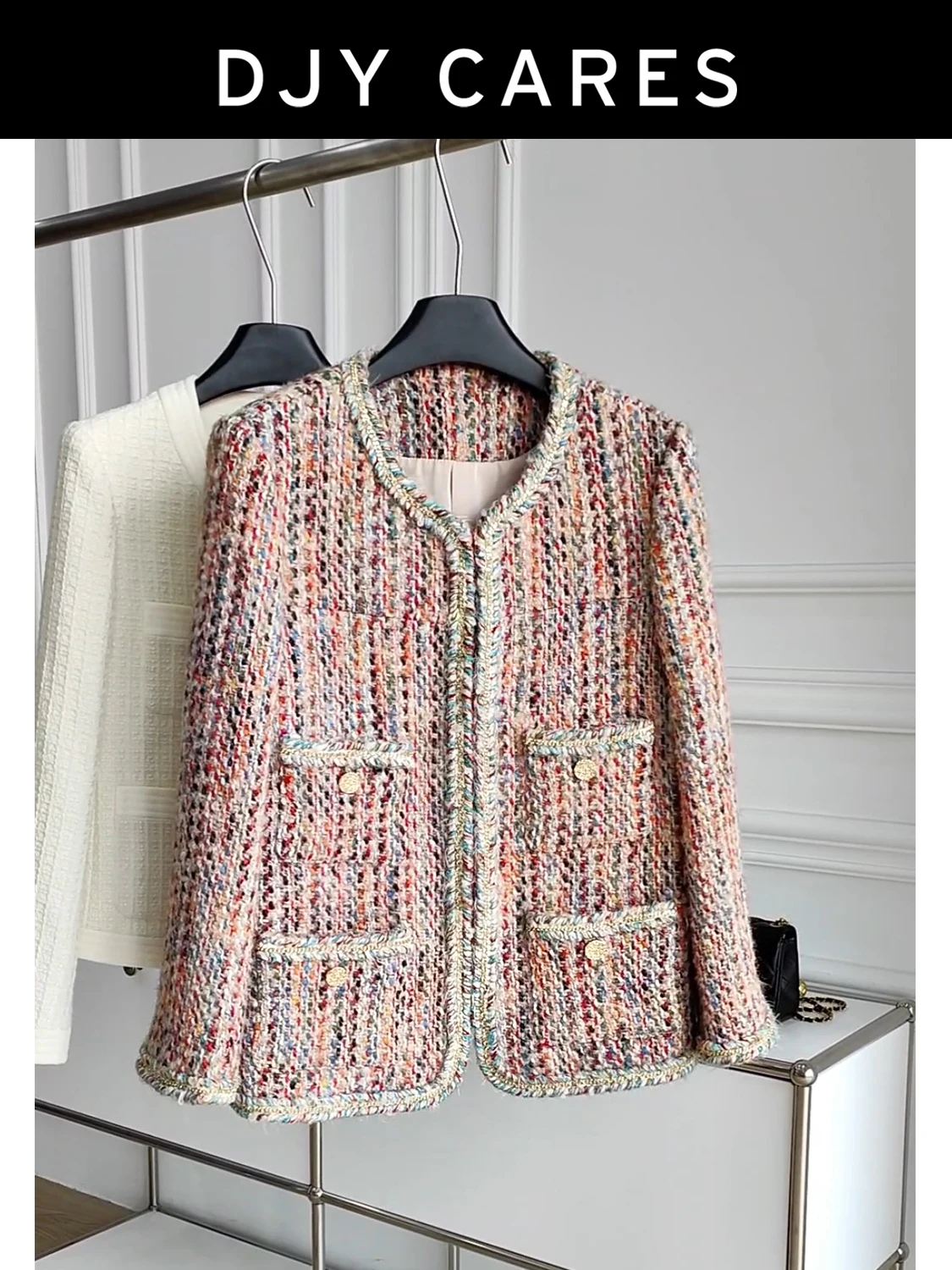 New Coarse woolen handmade high-end color heavy-duty splicing jacket, unique top