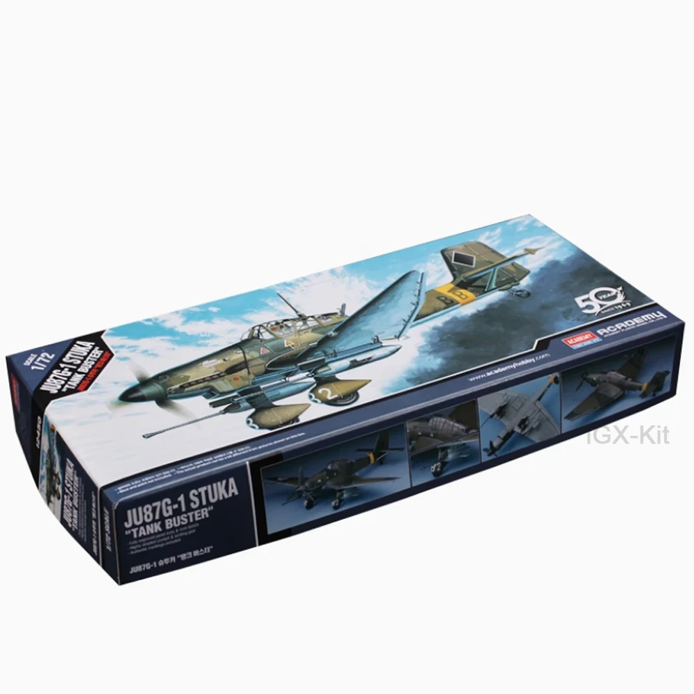 Academy 12450  1/72 Scale German JU87 JU87G-1 Stuka Tank Buster Bomber Plane Hobby Craft Toy Plastic Model Building Kit