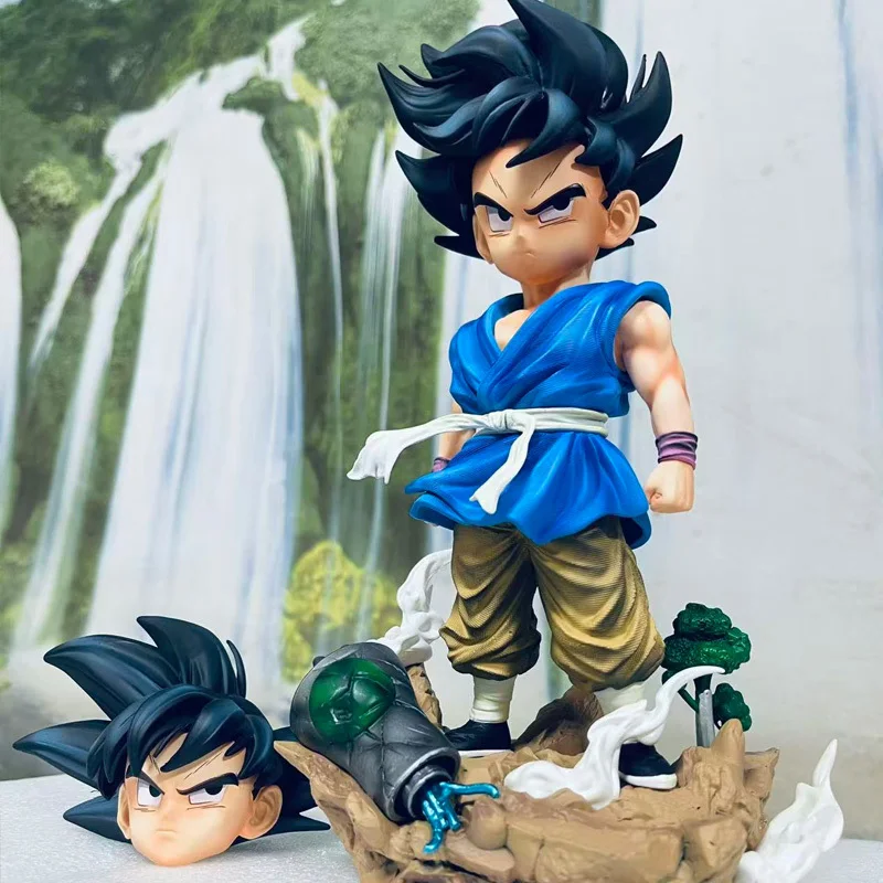 

26cm Anime Dragon Ball GT Kid Goku GK Action Figures Double Head Sculpture Model Desktop Decoration Statue Toys Birthday Gifts