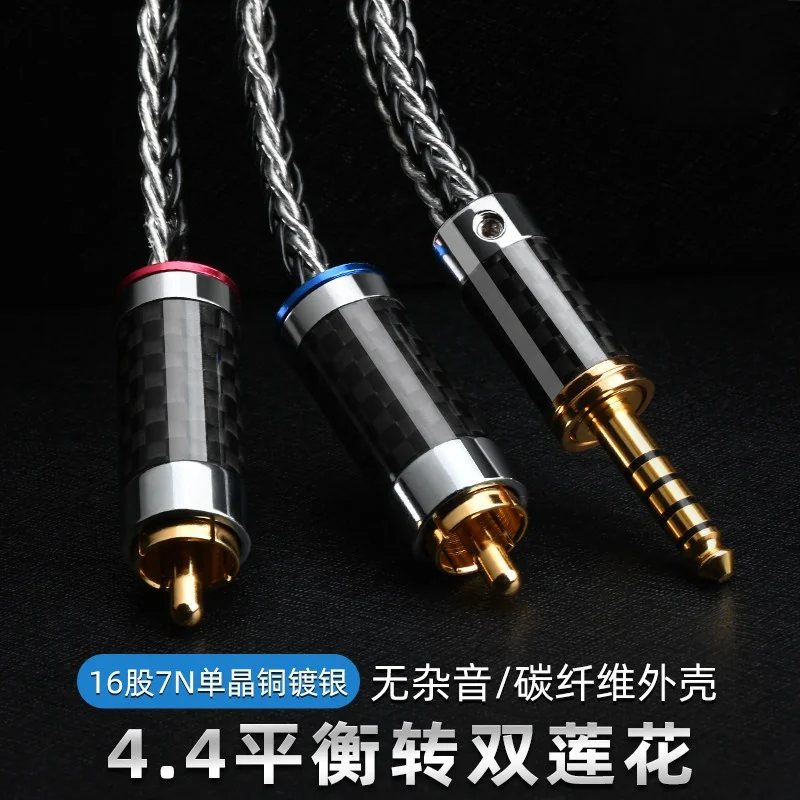 Fever Grade 4.4MM To 2RCA Audio Cables 4.4 MM Balanced to 2 RCA Speaker Cable HiFi Single Crystal Copper Silver Plated Wire
