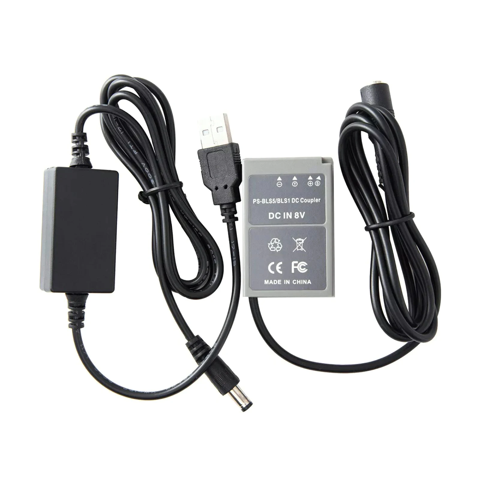 BLS1 BLS5 BLS50 Dummy Battery DC Coupler Adapater 5V USB Power Bank Cable For Olympus E-PL9 E-M10 Stylus 1 Camera Accessories