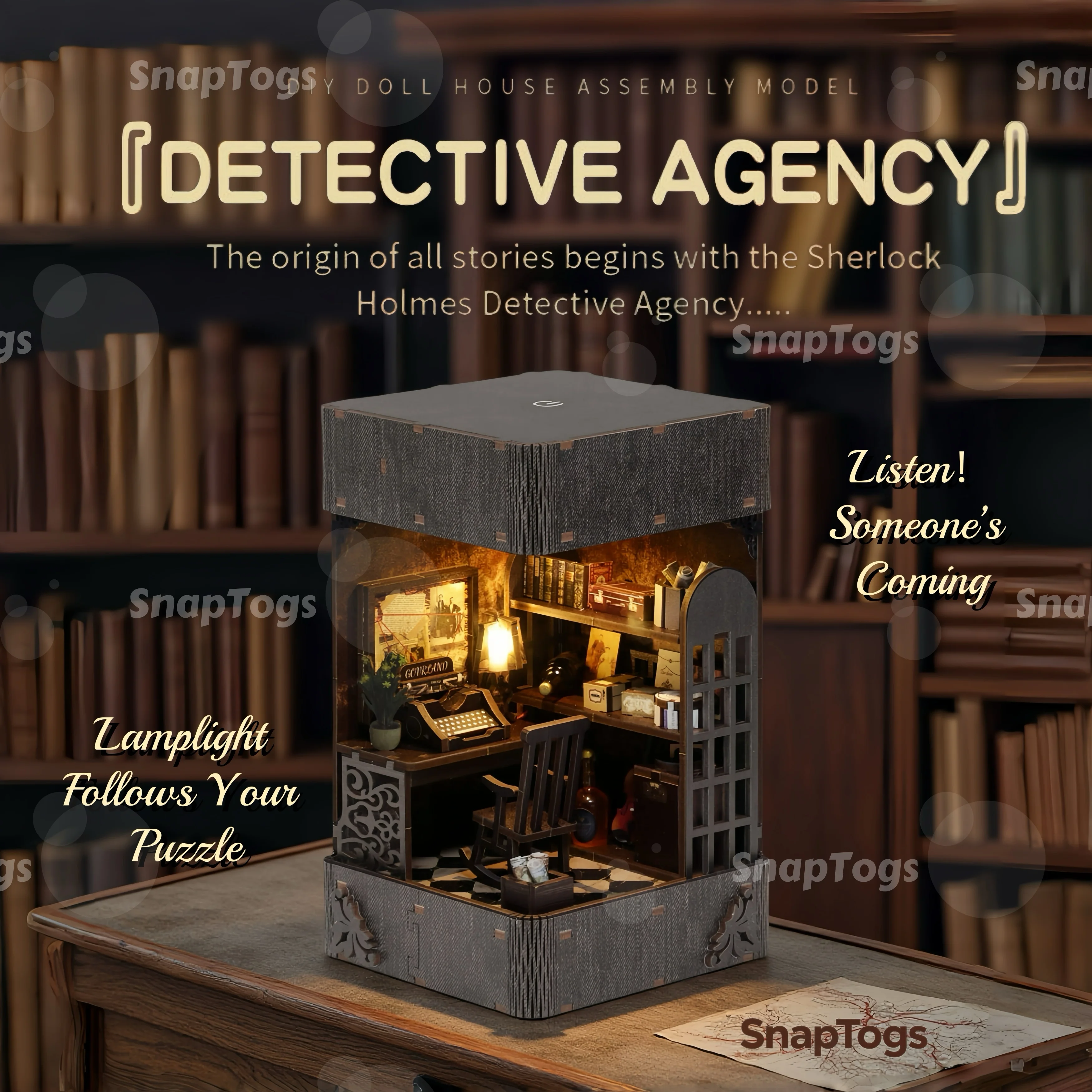 

SnapTogs DIY Miniature House Kit Booknook Roombox Realistic Investigation Scene Mode Creative Handmade Toy
