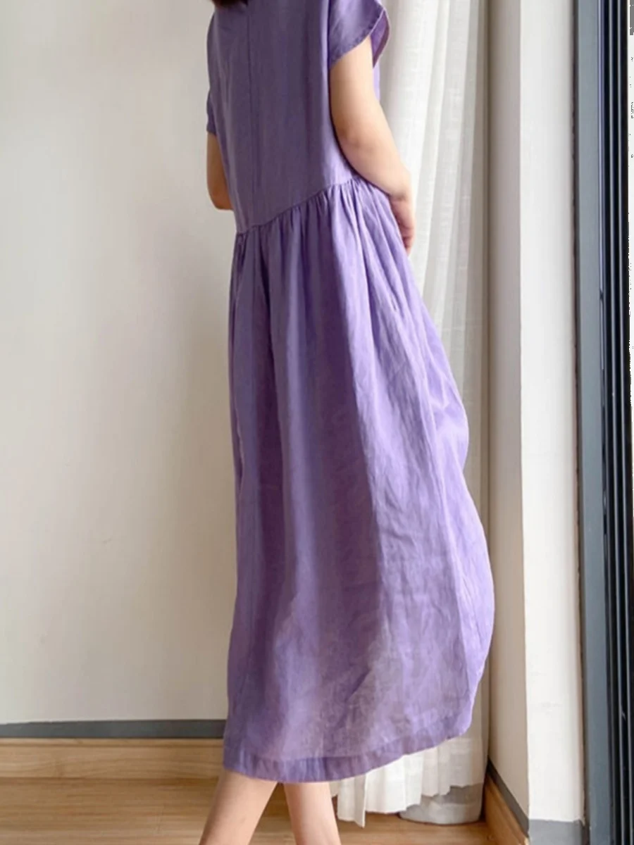 

Художественная хлопково-льняная юбка длиной миди, женская летняя модная повседневная удобная юбка трапециевидной формы ort Sve round Ne Dr