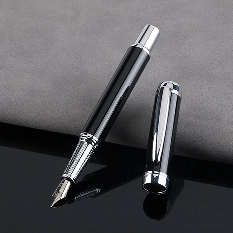 Luxury Metal Fountain Pen black 0.5mm Write Office School Stationary Nibs Customized Logo Name Gift Pens for Writing