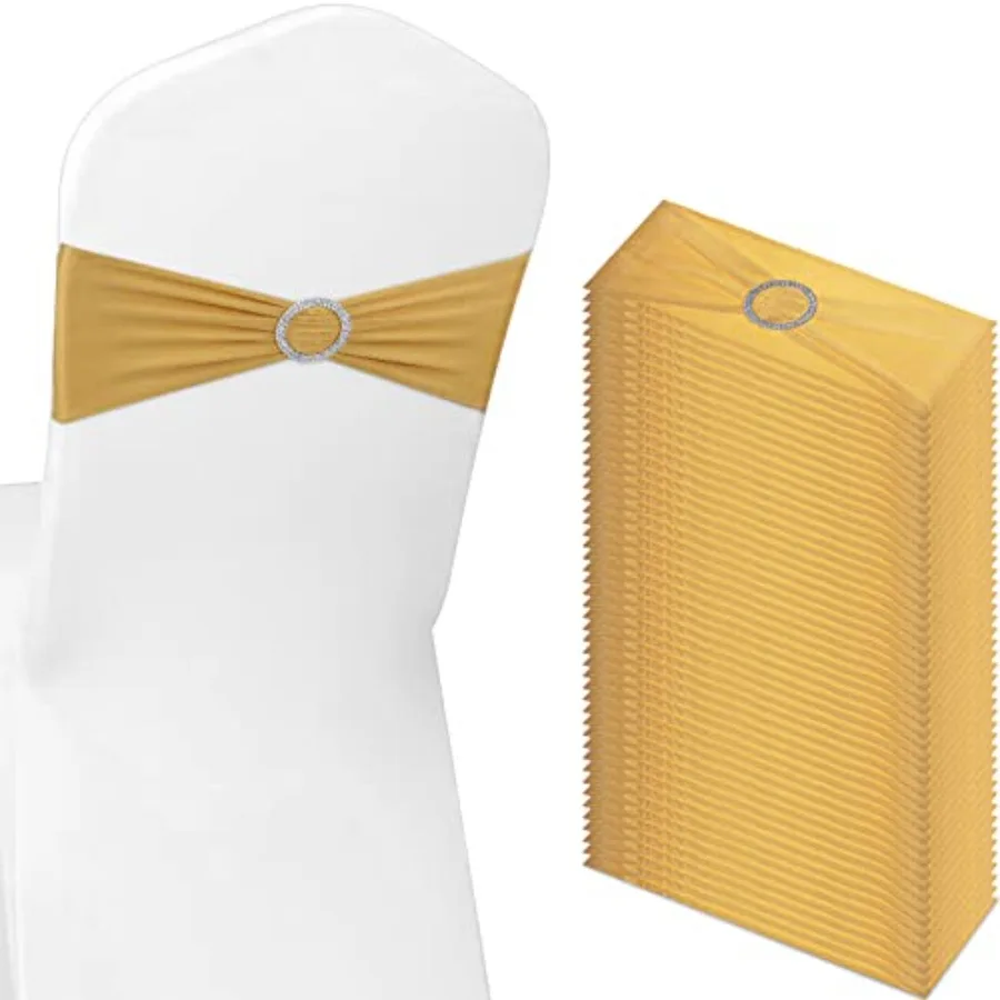 

80 штук лент и бантов для стульев - эластичные чехлы-накладки из спандекса с пряжкой для свадеб, отелей, банкетов, дней рождения и домашнего использования