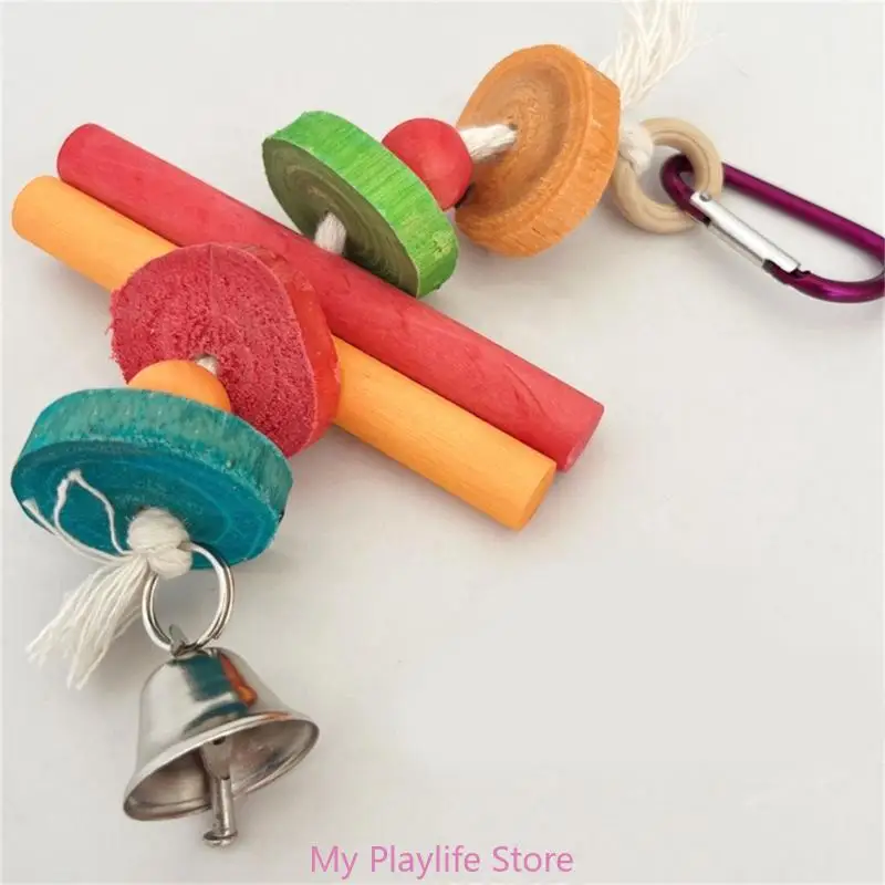 Bird Toy Colorful Parrot Chew Toy for Boredom Relief, Durable Wooden Sticks and Blocks for Bird Cage Entertainment