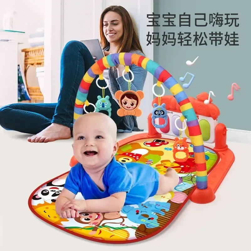 0-36M Baby Fitness Stand Baby Music Sports Pad Crawling Blanket Pedal Piano Game Baby Foot Piano Newborn Toy Excluding batteries