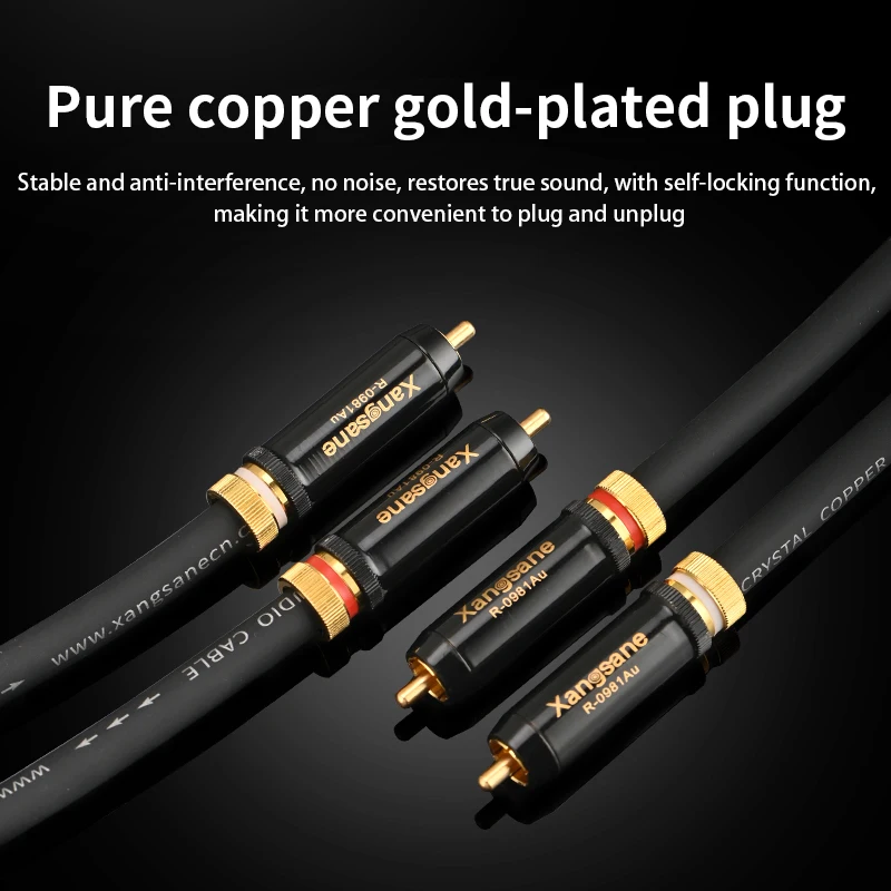 Сигнальный кабель RCA Lotus 6N, замороженный монокристаллический медный провод, позолоченный разъем RCA для подключения аудиооборудования