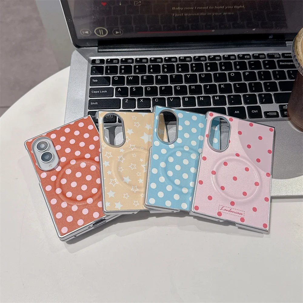 Korea Fashion Dot Magnetic Rotating Phone Case For Samsung Galaxy Z Fold 8 Ultra Fold 7 6 5 4  Shockproof Protective Cover