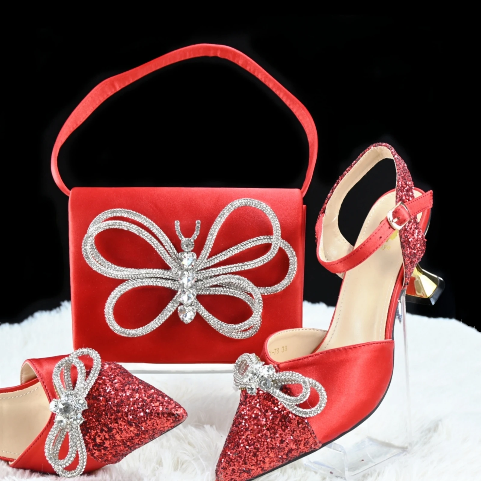 doershow beautiful Italian Shoe and Bag Set New Shoes and Bag Set In Italy RED Color Italian Shoes with Matching Bags! SCM1-6