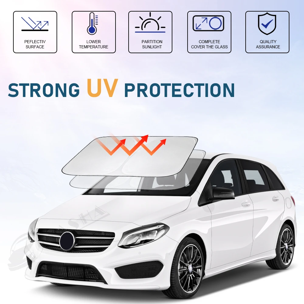 Windshield Sun Shade For Benz B-Class W245 W246 W247 Window Shade Sun Visor Cover Foldable Blocks UV Rays Keep Your Car Cooler