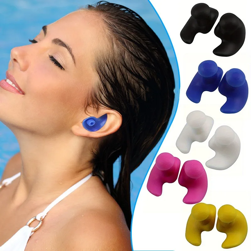 1 Pair Waterproof Soft Earplugs Silicone Portable Ear Plugs Swimming Accessories Durable Earplugs Classic Delicate Texture