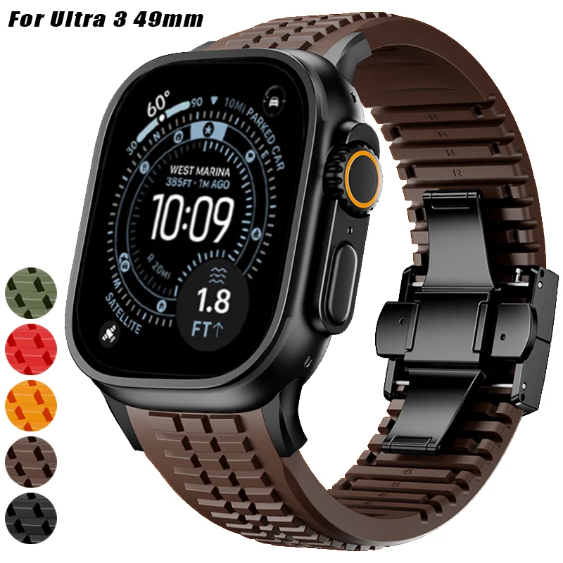 

Silicone Sports Strap for Apple Watch Ultra 3/2/1 49mm Series 10 9 8 7 46mm 45mm 44mm Rubber Band for IWatch 6 5 4 42mm Bracelet