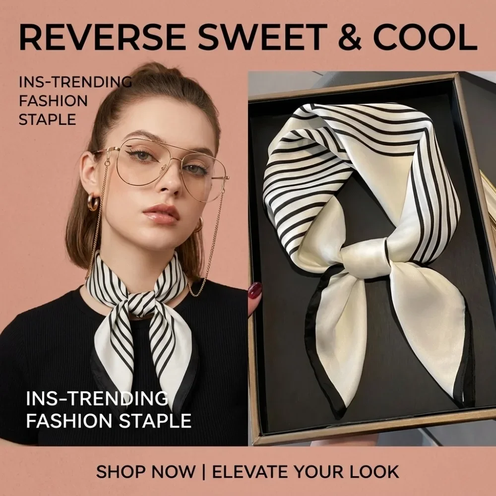 Luxury Fashion Print 70*70cm Silk Square Scarf Women Soft Satin Hairband Neckerchief Tie Female Headband Foulard Bag Ribbon