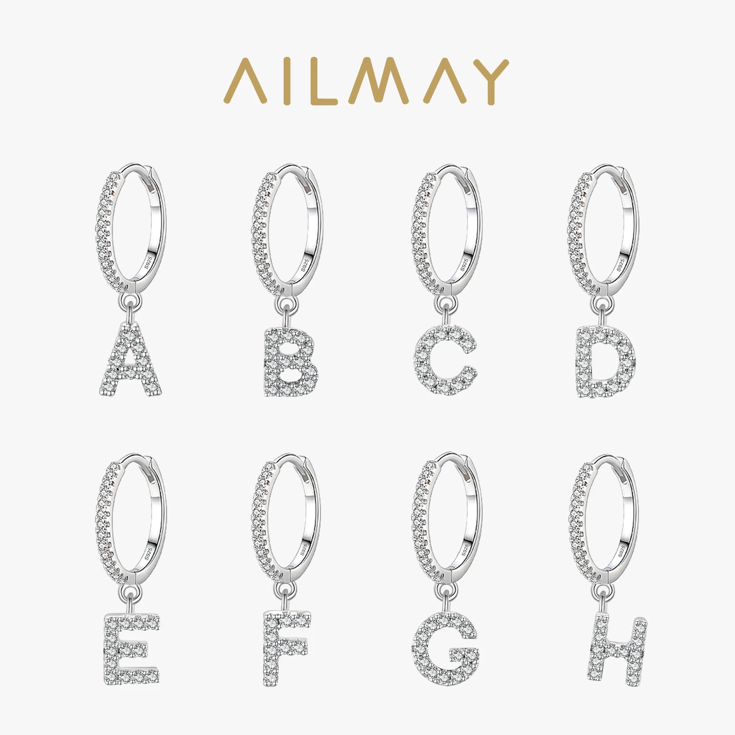 

Ailmay модные серьги-кольца с английской надписью A-Z 1PC, серебро 925 пробы для женщин и девушек, Роскошные ювелирные украшения для свадебной вечеринки