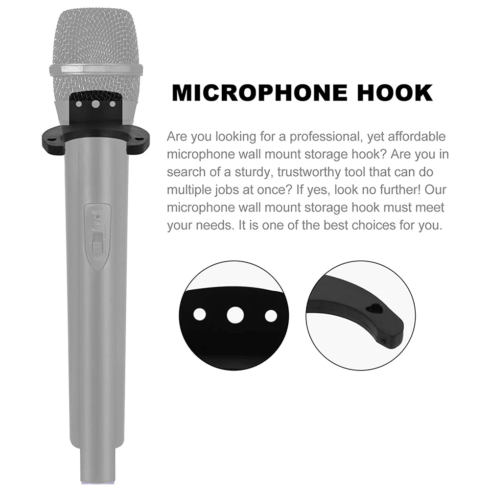Abht-novo 4 pçs suportes de microfone clipe gancho tipo montagem na parede braçadeira, acessórios de microfone