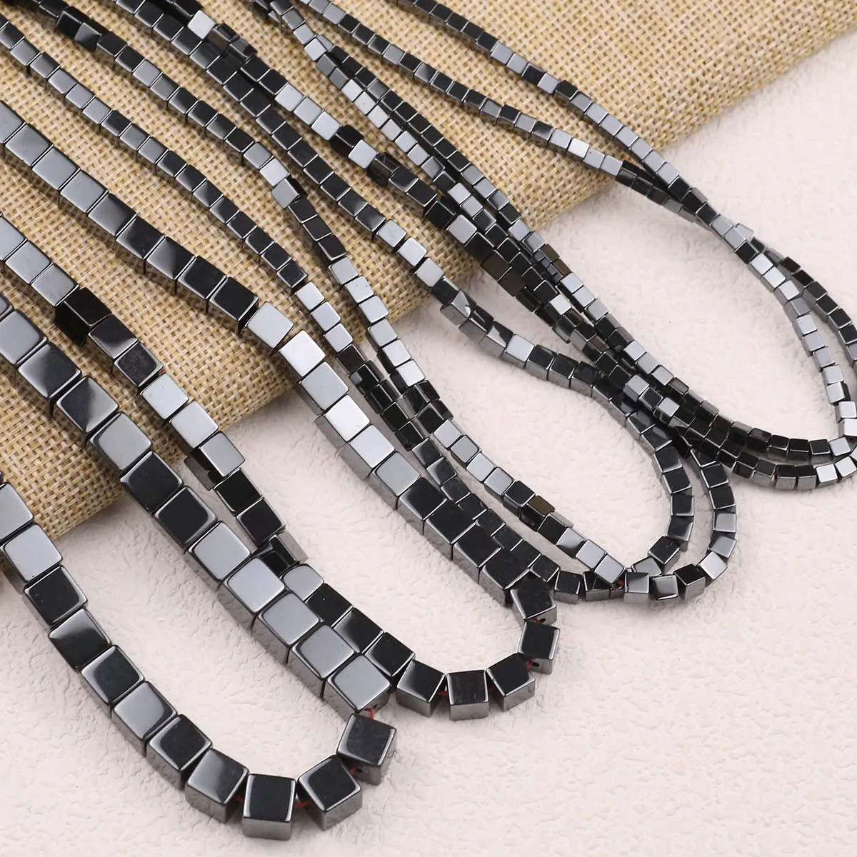 2/3/4/6/8/10MM Natural Stone Black Square Shape Hematite Loose Spacer Beads For Jewelry Making Bracelet Necklace DIY Accessories