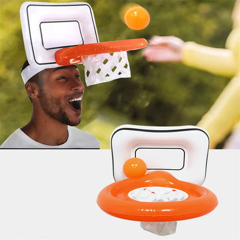 طقم قبعة كرة السلة القابلة للنفخ مصنوع من البلاستيك المتين مثالي للحفلات والمهرجانات قابل للارتداء يضفي أجواء حيوية للألعاب الرياضية