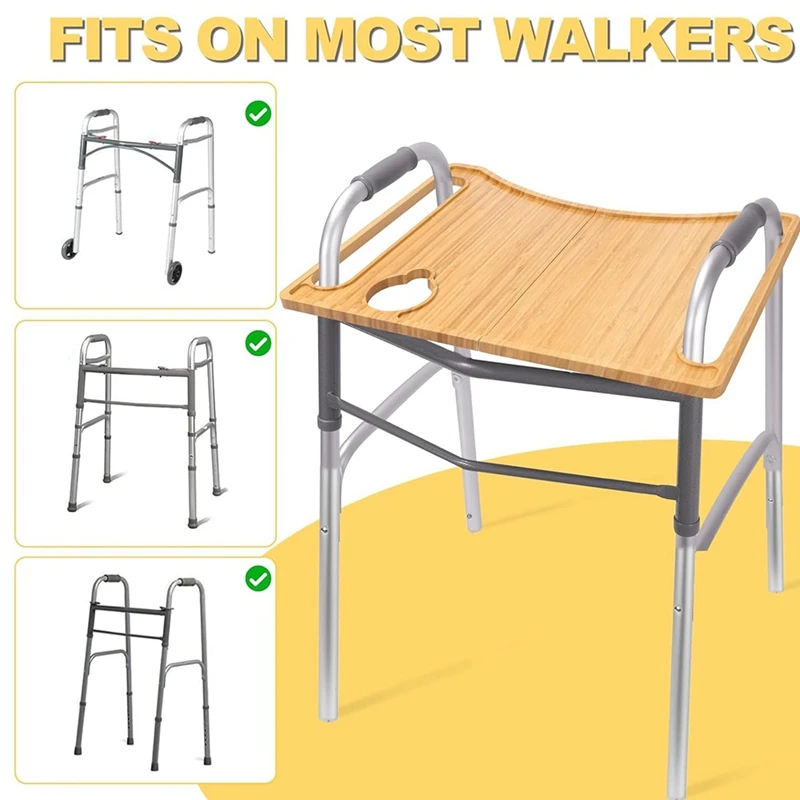 Walker Tray for Folding Walker, Tray for Walker for Seniors Detachable with Cup Holder, Foldable Walker Accessories-A27R