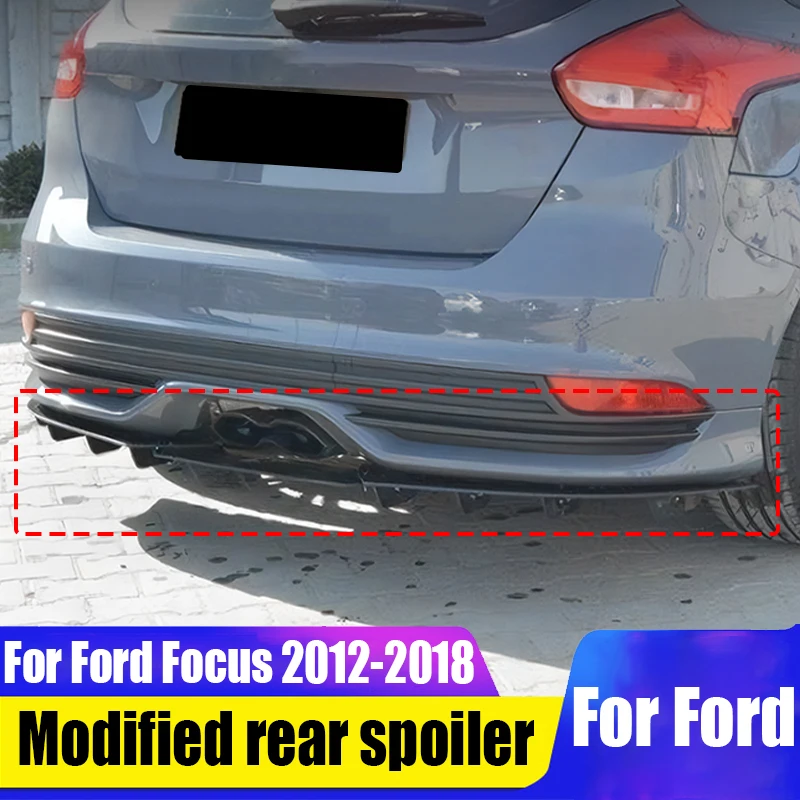 Kit Extension Spoiler Arrière Pour Ford Focus ST 4Dr 2013-2019 - Noir - Alliage Aluminium - Sans Perçage