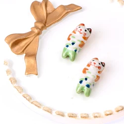 Cute Lazy Cat Ceramic Beads Loose Charms Beads for Jewelry Making Porcelain Handmade Diy Jewellery Accesorios for you