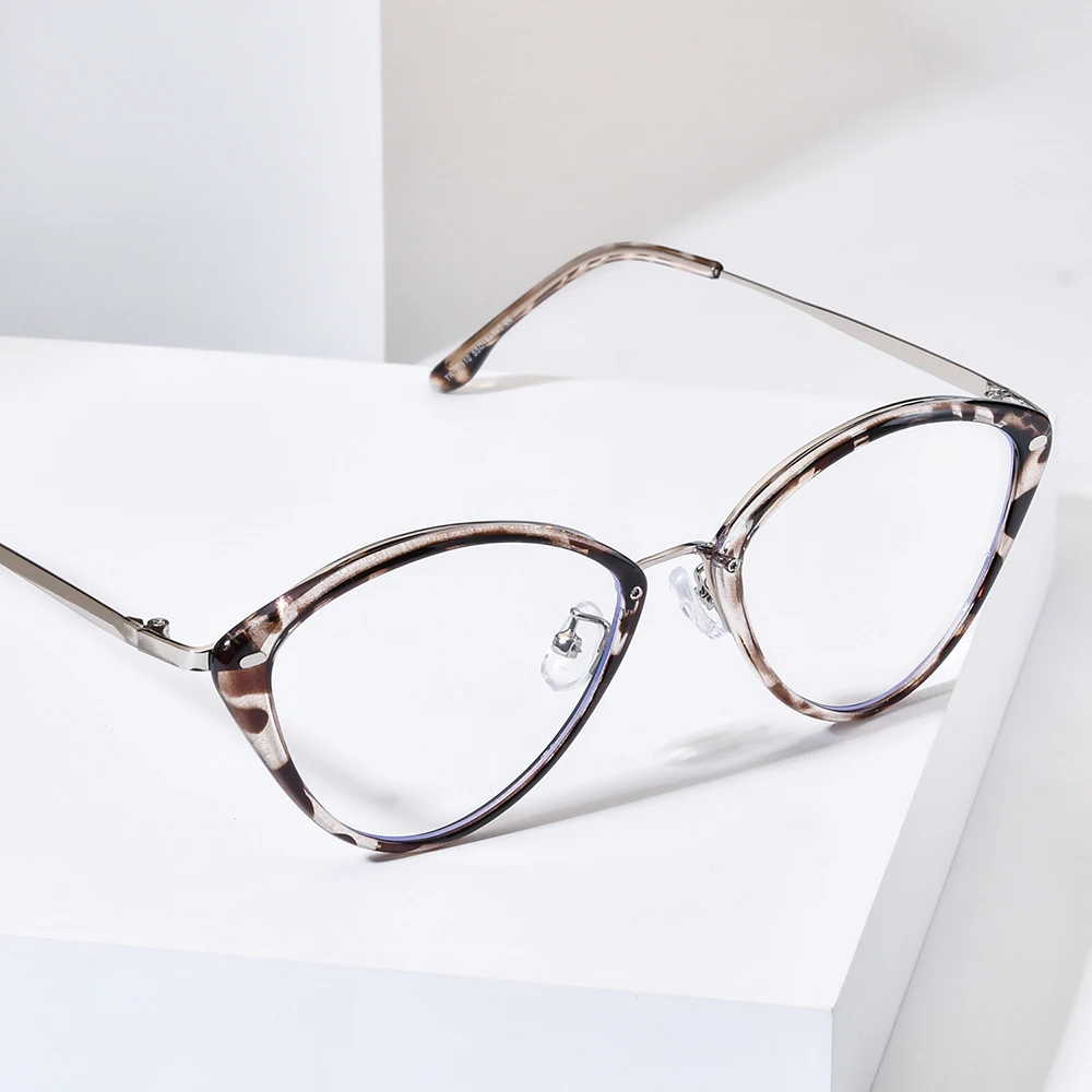 NIANZHEN TR90 Alloy Eyeglasses Frame Women Cat Eye Brand Design Glasses Men Ultralight Retro Vintage Eyewear Spectacles 11510