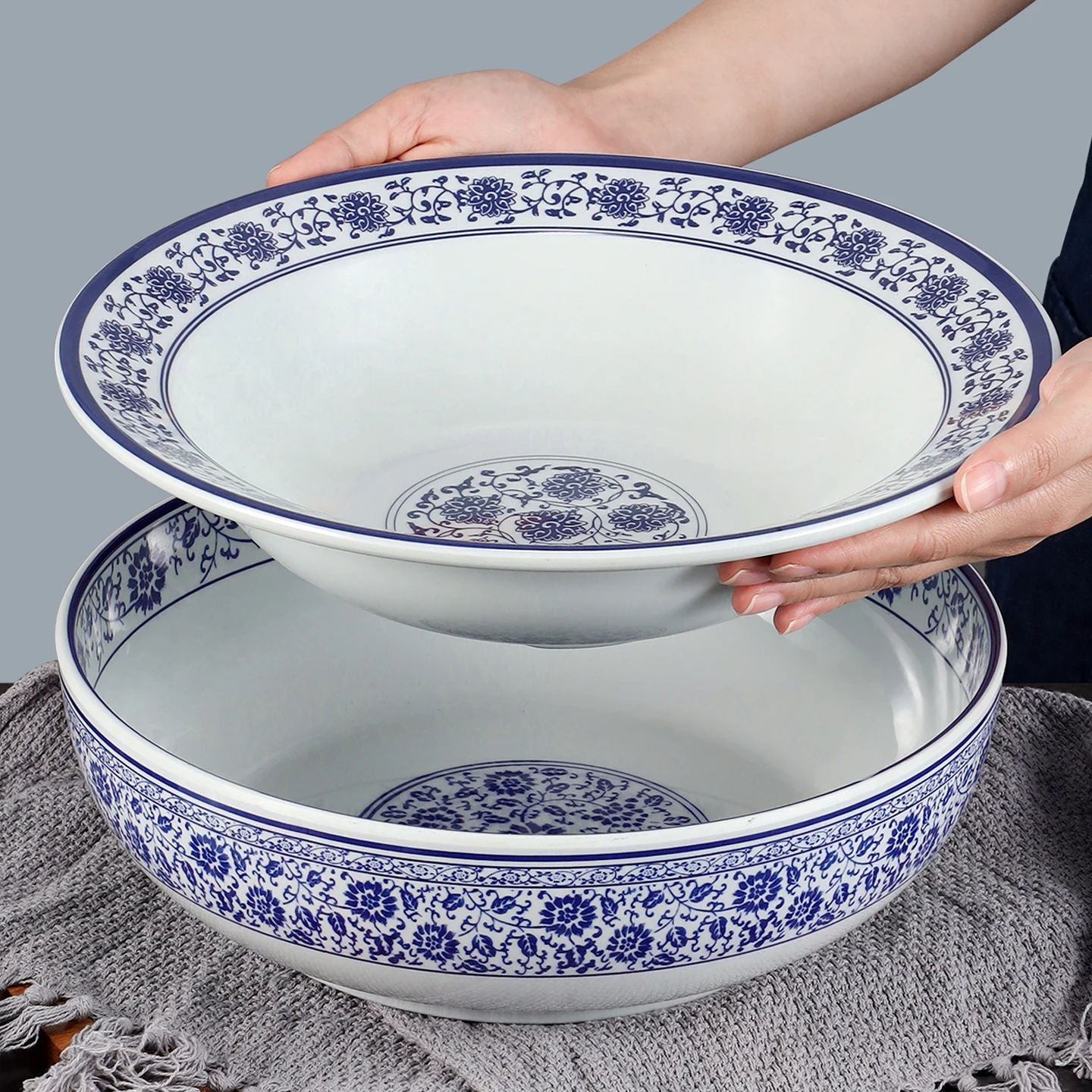 Tazón de Sopa Comercial de Plástico Imitación Porcelana KaiBaiYa, Tazón Grande para Guisos de Sichuan, Tazón para Rebanadas de Cerdo Cocidas