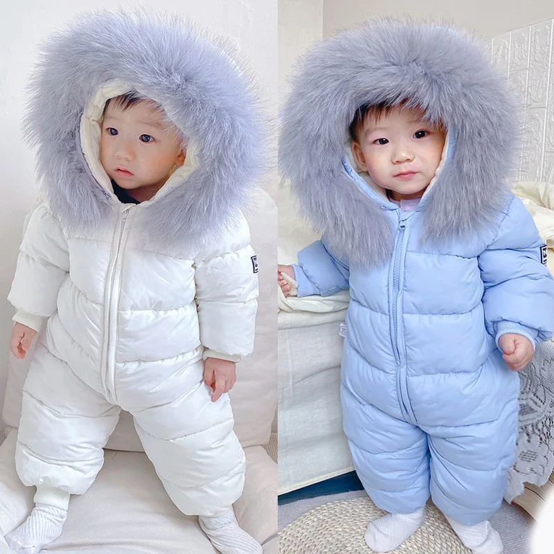 

Зимний детский комбинезон до 30 градусов, детский комбинезон из натурального лисьего меха, комбинезон для маленьких мальчиков, зимний комбинезон для детей 1-4 лет