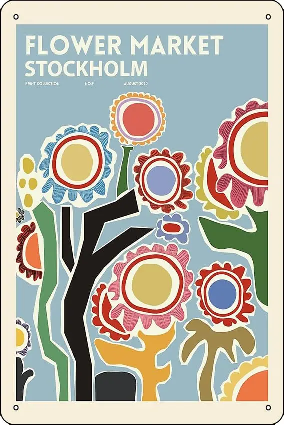 Цветочный рынок, Стокгольмский постер, металлический жестяной знак, интересное домашнее искусство, Настенный декор 8x12 дюймов