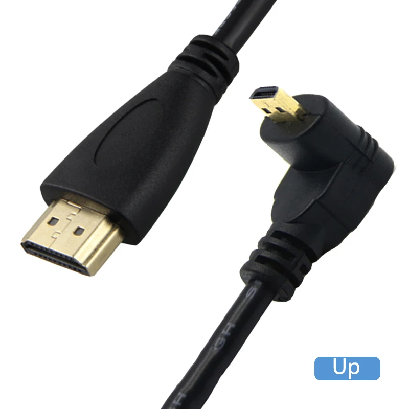 Micro kabel hdmi kompatybilny z HDMI V1.4 męski do HDTV Micro HD 90 stopni lewy kabel kątowy prawy 1080p dla HDTV PS3 XBOX 3D LCD