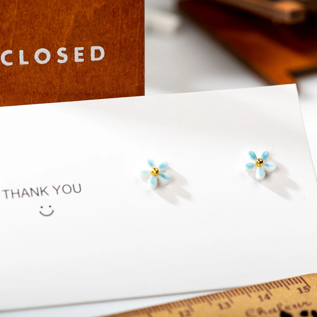 Cartoon Colorful Small Flower  Cute Ceramic Earrings With  Anti allergic Pin  Handmade And Wholesale  Orecchini Estate Z696