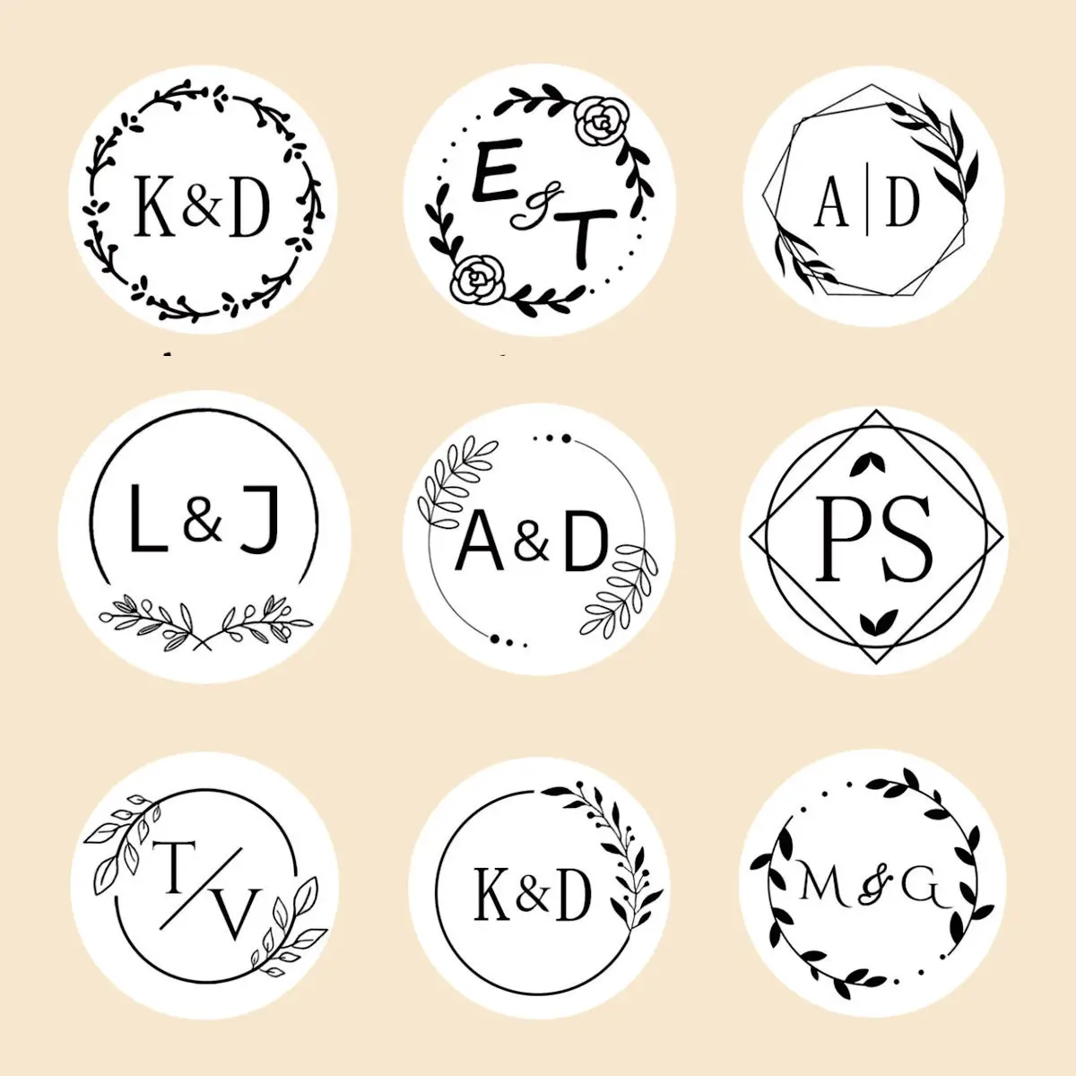 96Pcs Personalized Round Circle Label Stickers Custom Name D