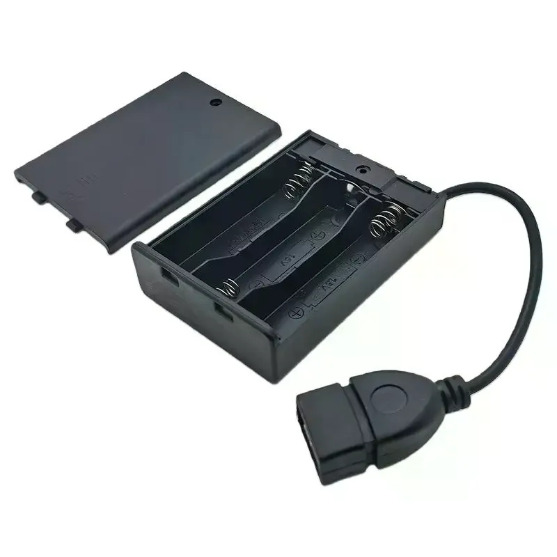 1/4Pcs USB Mini Power Supply Battery Box With Cover And Switch 3 X AA USB Battery Box For 4.5V LED Strip Lights