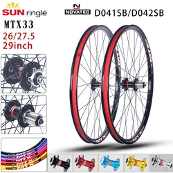 Sunringle 산악 자전거 휠 세트, 26/27 29er Novatec D041/D042SB 허브, QR /TA 100x135mm, 110x142mm, 7-12S HG/MS/XD MTB 휠, MTX33