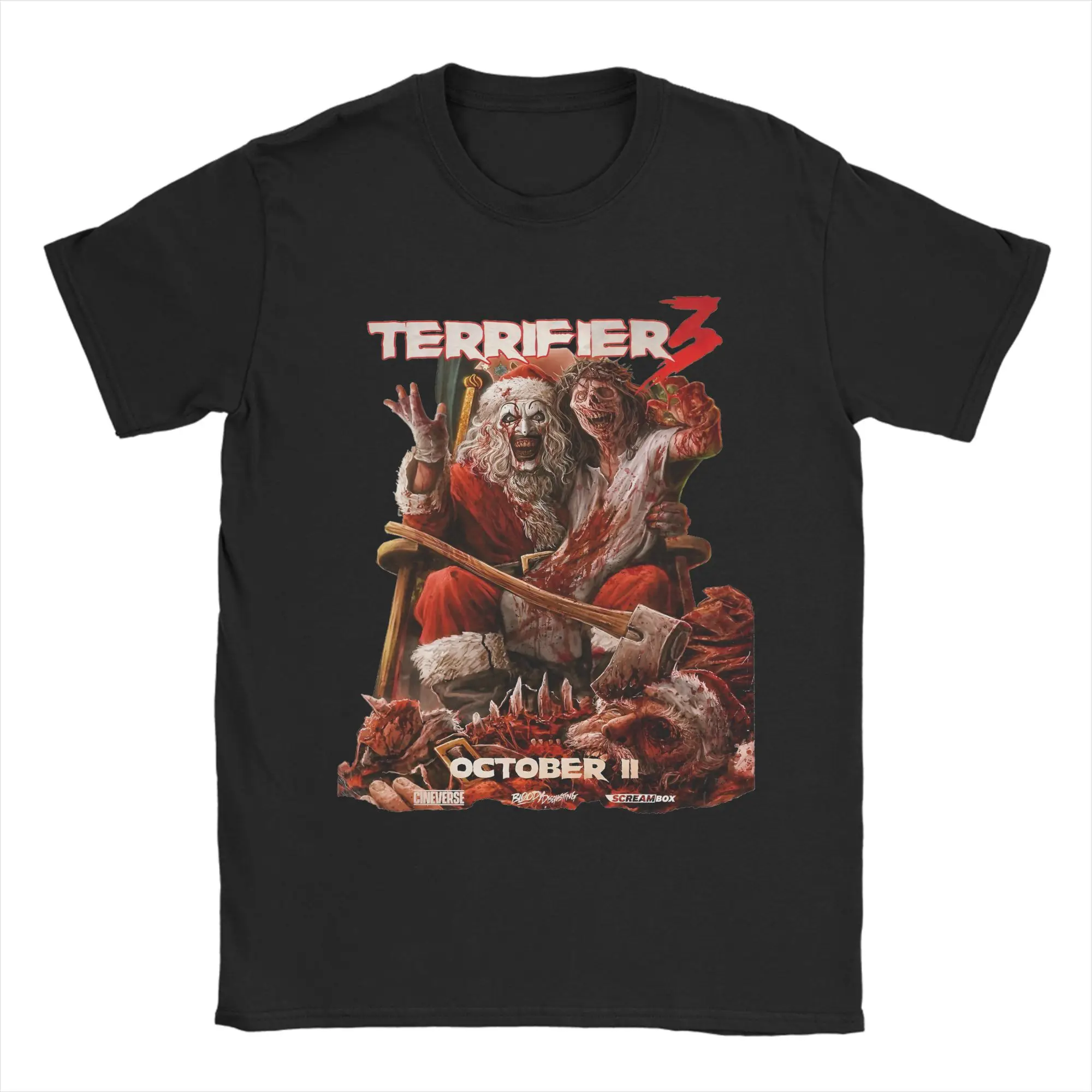 Novelty Terrifier 3 Tshirts Men's Cotton Short Sleeve Horror Movie Clown  O-neck Summer Top Tee