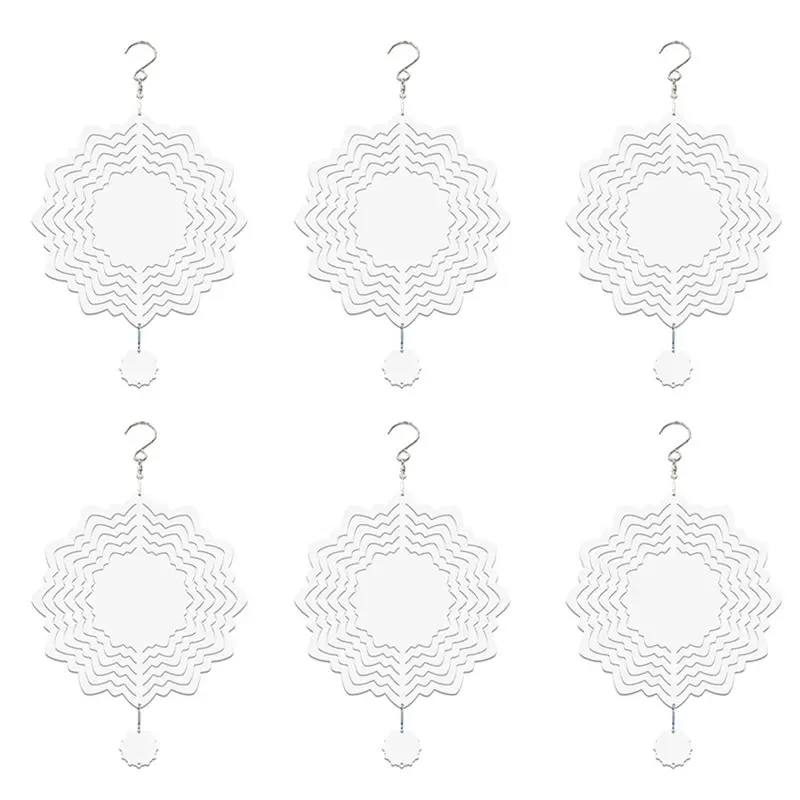 

ABIY 6 шт. заготовок для сублимации, 3D-ветряные вращающиеся подвески, подвесные ветряные спиннеры для украшения сада на открытом воздухе, 8 дюймов