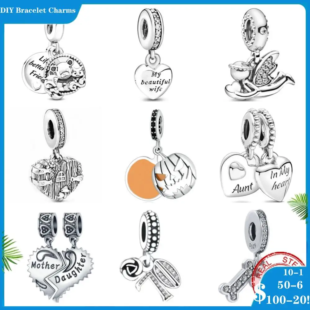 

Fit Original Pulseira Pandora Charms Bracelet diy Pandora Beads angel of love beautiful wife For Women Jewelry Making Berloque