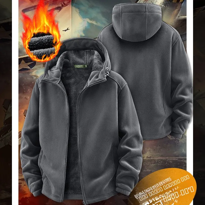 

Double-Sided Fce Hooded Casual Men's Jaet Warm Military Sle Autumn Winter Polyester Nylon Cosite Fiber Zipper Closure