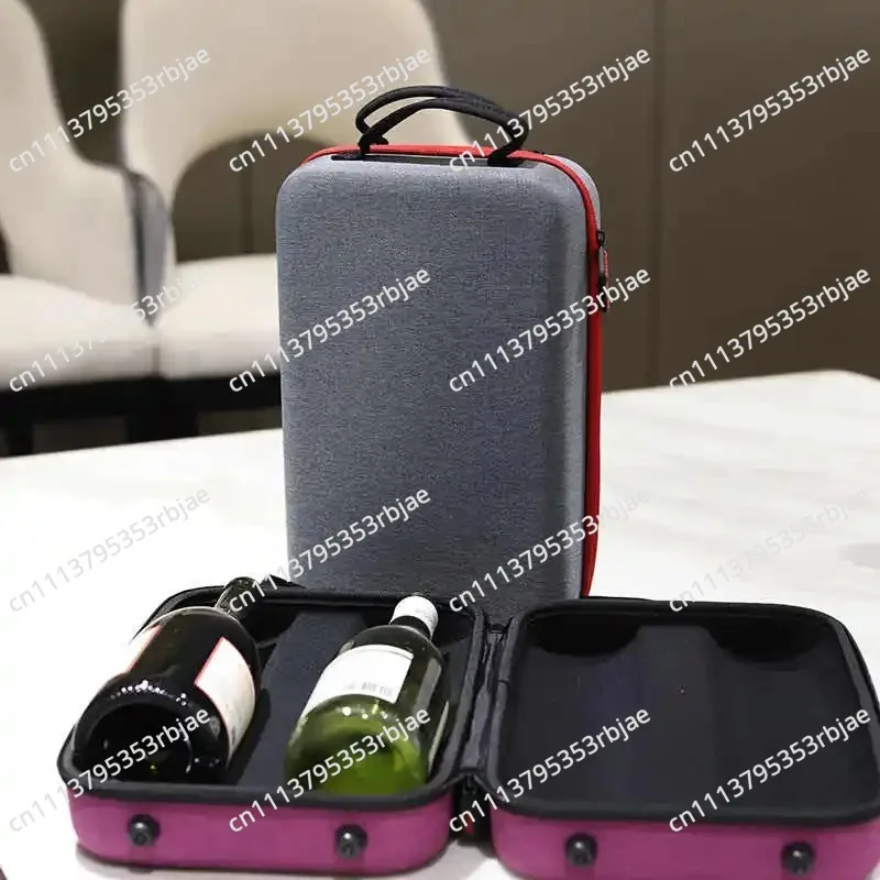Outdoor Red Wine Bottle Storage Bag High-end Gift Box Red Wine Portable Packaging Empty Box 2 Pieces Protective Box