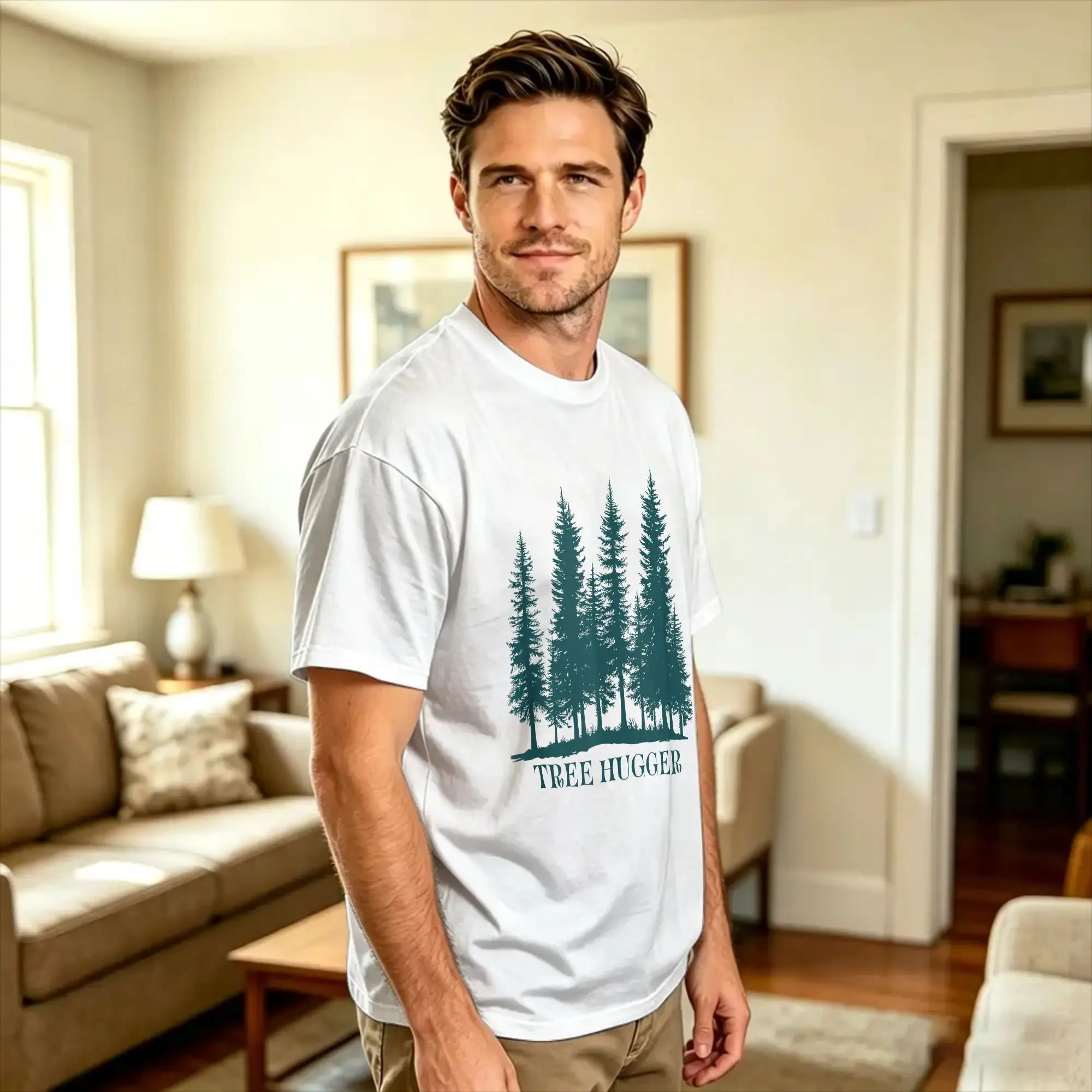 Men Women T-Shirt Tree Hugger Forest Nature Graphic T-Shirts Leisure  Summer Tee Shirt Vintage Cotton Clothing Plus Size 6XL