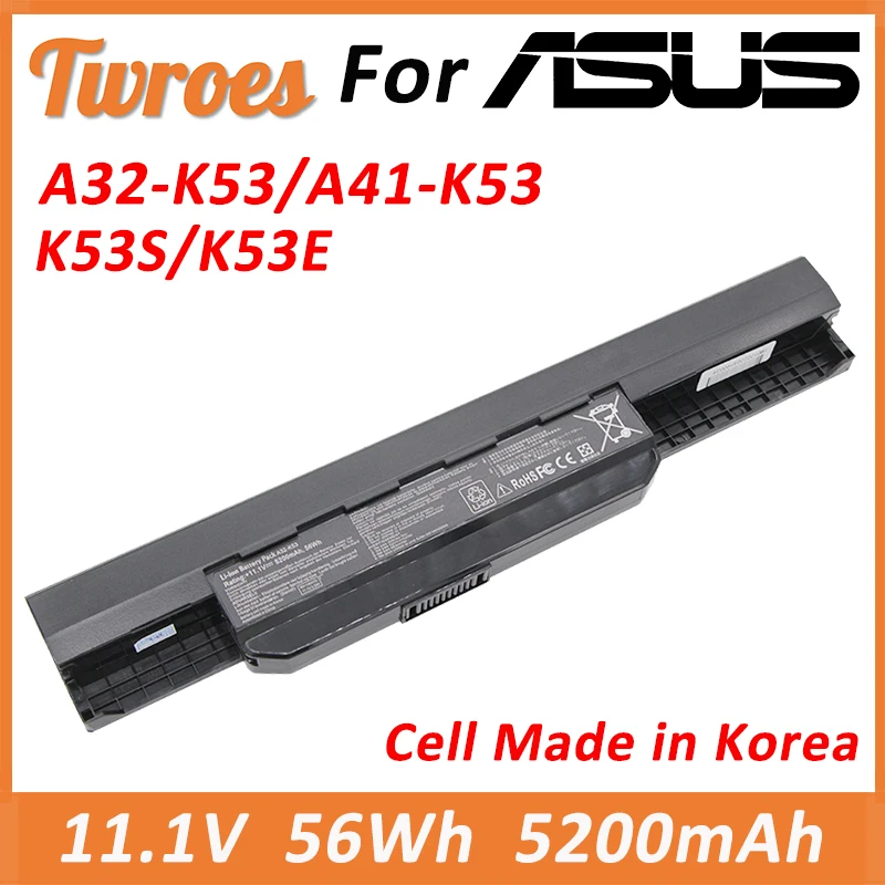 

Laptop Battery A32-K53 56Wh 5200MAH A42-k53 A41-K53 For ASUS k53 K53SV K53B K53BY K53E K53F K53J K53S K53SD K53SJ x54h k53t