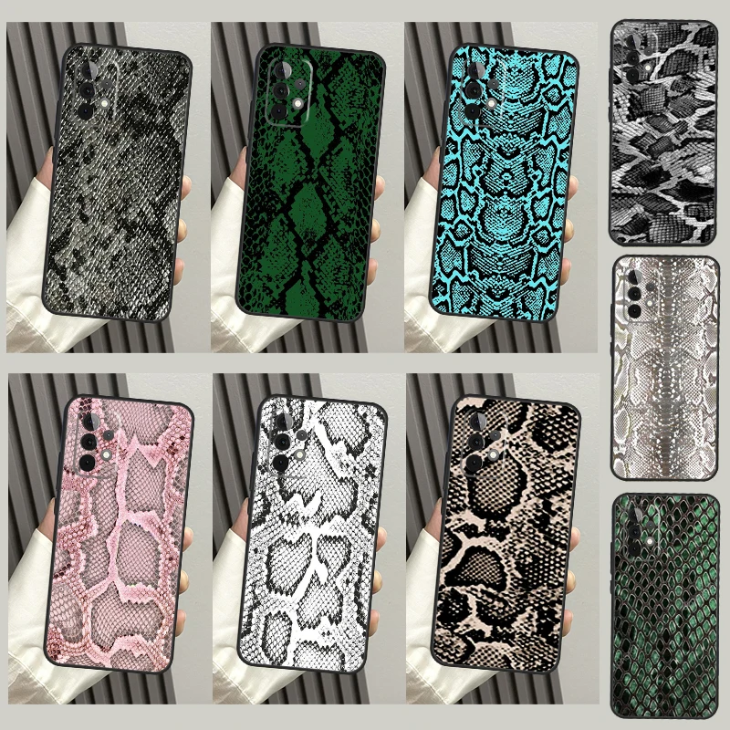 Snake Skin Print Case For Samsung Galaxy A54 A34 A13 A23 A33 A53 A73 A12 A14 A22 A32 A52 A51 A71 A21S Coque