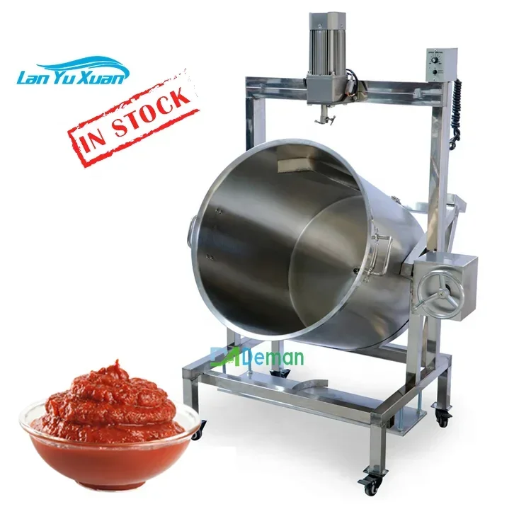 50L Chili Tomato Sauce Cooker and Mixer Soup Porridge Boiling Cooking Kettle Pot ga Heating Curry Paste Sauce Making Machine