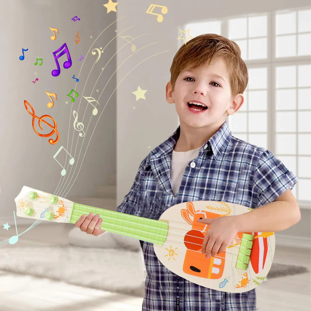 Children Elephant Giraffe Hippo Ukulele Puzzle Play Parent-Child Interactive Toys Baby Early Education Music