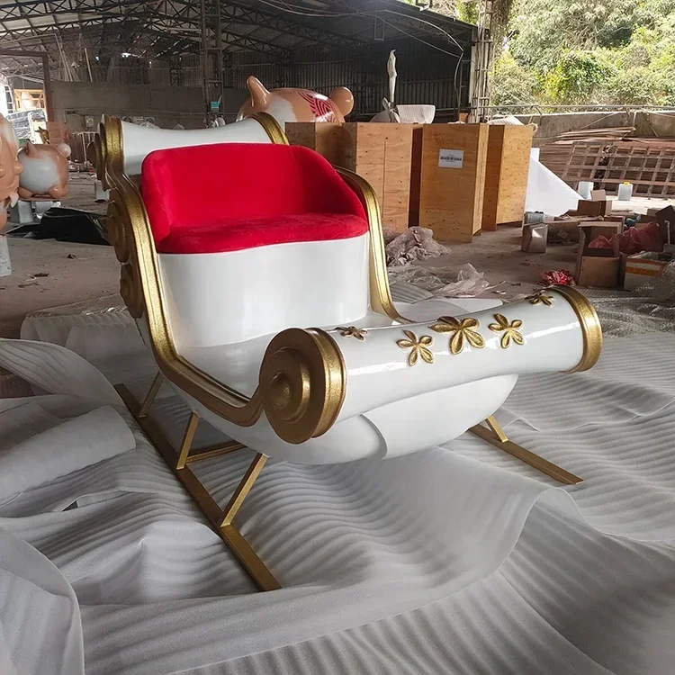 Elegant White Santa Sleigh Made of Plastic for Indoor and Outdoor Use  Christmas  Claus Picture Taking