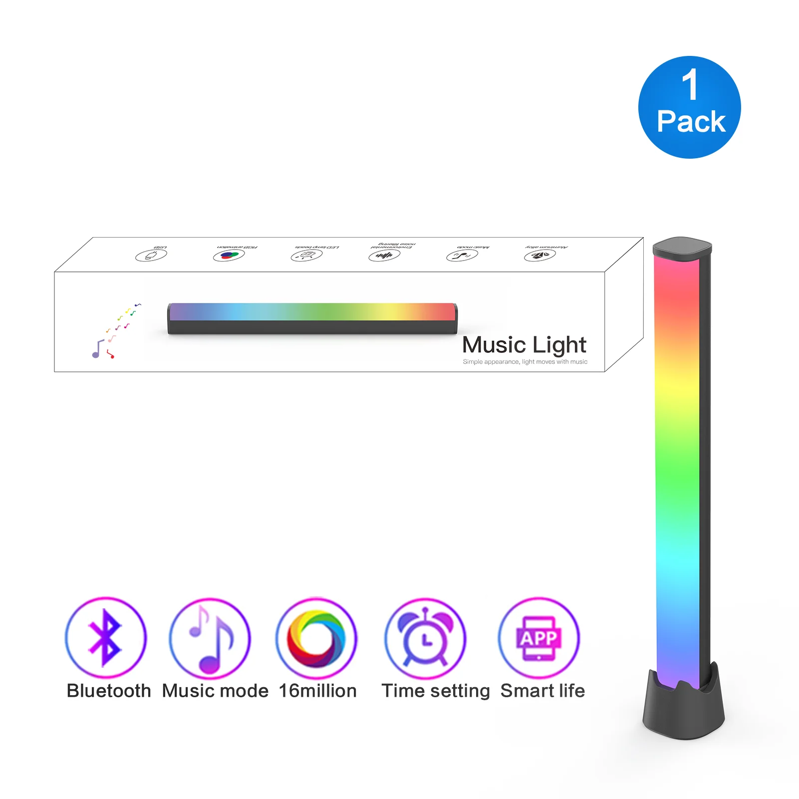 

LED RGB Bluetooth USB Charging Rhythm Lamp Dimmable Colorful Living Room Party Bedroom Gaming Desktop Atmosphere Table Lamp
